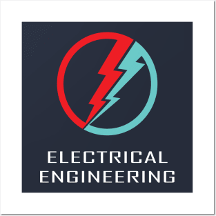 electrical engineering, lightning logo, text Posters and Art